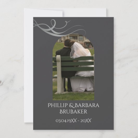 Modern Custom 25th Wedding Anniversary Arch Photo 招待状 (裏面)