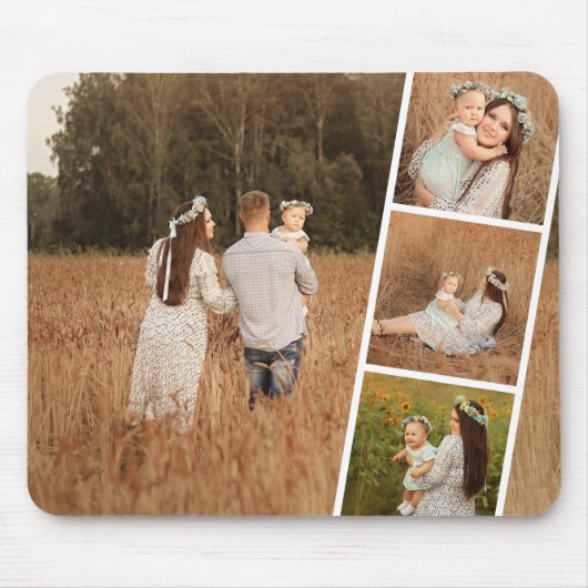 Modern Custom 4 Photo Collage Mousepad マウスパッド (正面)