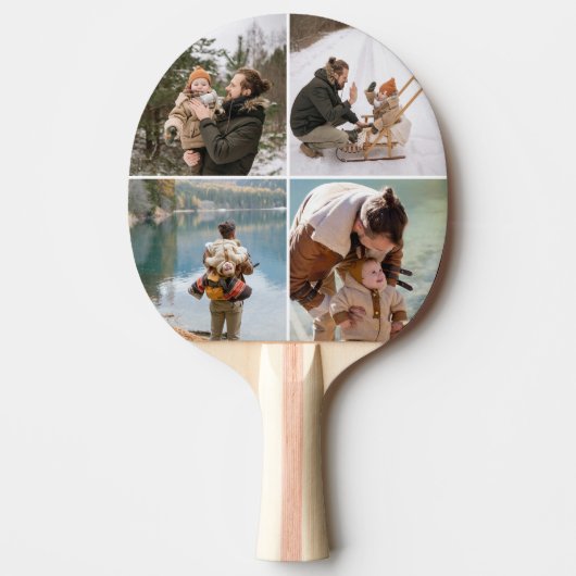 Modern Custom 4 Photo Collage Ping Pong Paddle 卓球ラケット (正面)