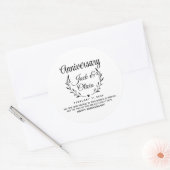 Modern Custom Anniversary Couple Name Date Black ラウンドシール (封筒)