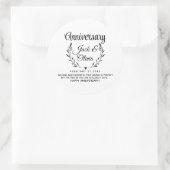 Modern Custom Anniversary Couple Name Date Black ラウンドシール (バッグ)
