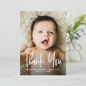 Modern Custom Baby Photo Birth Announcement サンキューカード (スタンド正面)