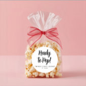 Modern Custom Baby Shower Black Text Popcorn  ラウンドシール