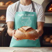 Modern Custom Bakery Aqua Blue Name Chef / Staff エプロン
