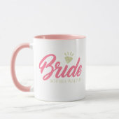 Modern Custom Bride Name Pink Glittery Diamond マグカップ (左)
