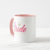 Modern Custom Bride Name Pink Glittery Diamond マグカップ (正面左)