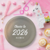 Modern Custom Brushed Metal 2026 New Years Party ペーパープレート (パーティー)