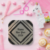 Modern Custom Brushed Metal Happy New Years Party ペーパープレート (パーティー)
