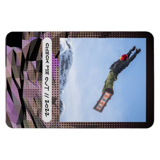 Modern Custom Caption Flexible Photo Magnet マグネット (横)