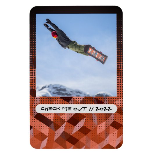 Modern Custom Caption Flexible Photo Magnet マグネット (縦)