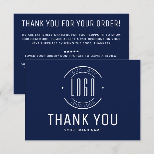 Modern custom company logo business branded サンキューカード (正面/裏面)