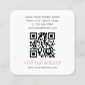 Modern Custom Company Logo QR Code Elegant Pink スクエア名刺 (裏面)