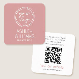Modern Custom Company Logo QR Code Elegant Pink スクエア名刺