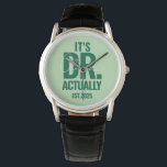 Modern Custom Dr. Name Date Dark Green Button 腕時計<br><div class="desc">Modern Custom Dr. Name Date Dark Green watch.</div>