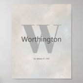 Modern Custom Family Last Name Wall Art Neutral  ポスター (正面)