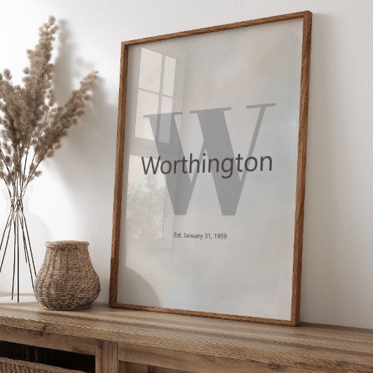 Modern Custom Family Last Name Wall Art Neutral  ポスター