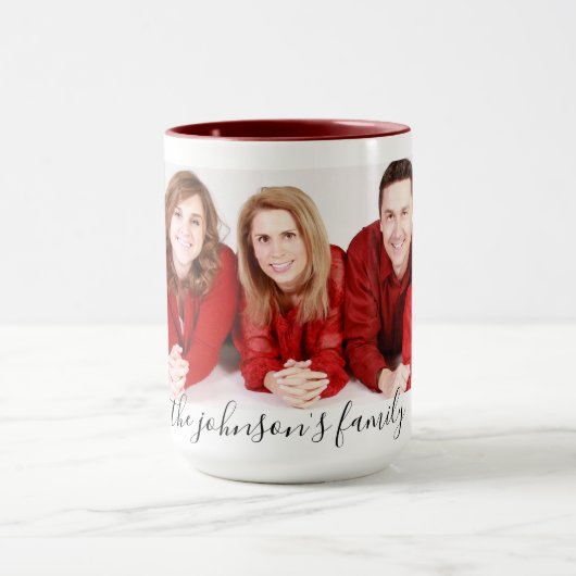 Modern Custom Family Photo & Text マグカップ (中央)