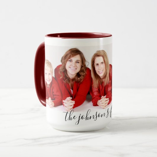 Modern Custom Family Photo & Text  マグカップ (正面左)