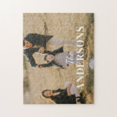 Modern Custom Full Photo & Family Name ジグソーパズル (縦)