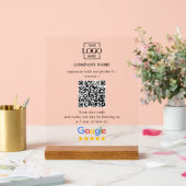 Modern Custom Google Reviews QR Code Business Logo アクリルサイン (ウェディング)