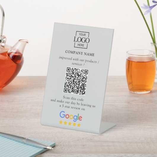 Modern Custom Google Reviews QR Code Business Logo 台座サイン (インサイチュ)