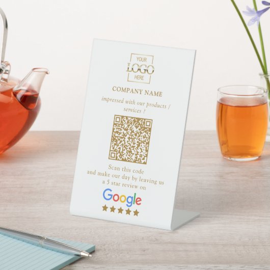 Modern Custom Google Reviews QR Code Business Logo 台座サイン (インサイチュ)