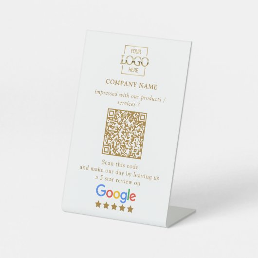 Modern Custom Google Reviews QR Code Business Logo 台座サイン (正面)