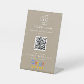 Modern Custom Google Reviews QR Code Business Logo 台座サイン (正面)