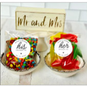 Modern Custom His Favorite Wedding Black Text ラウンドシール