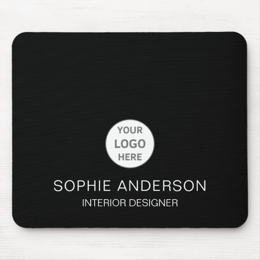Modern Custom Logo Black Professional Business マウスパッド (正面)