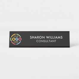 Modern Custom Logo | Professional Black Minimalist デスクネームプレート