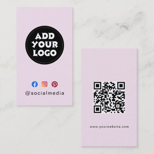 Modern Custom logo Social Media QR code website  名刺 (正面/裏面)