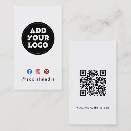 Modern Custom logo Social Media QR code website  名刺 (正面/裏面)