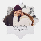 Modern Custom Merry Christmas Photo オーナメントカード (裏面)