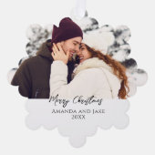 Modern Custom Merry Christmas Photo オーナメントカード (正面)