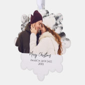 Modern Custom Merry Christmas Photo オーナメントカード (左)