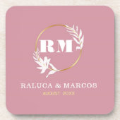 Modern Custom Monogram Anniversary Keepsake コースター (正面)