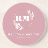 Modern Custom Monogram Anniversary Keepsake コースター (正面)