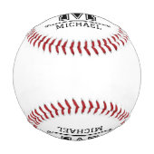 Modern Custom Monogram Name  野球ボール (裏面)
