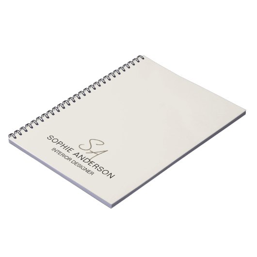 Modern Custom Monogram Professional Business ノートブック (左側)