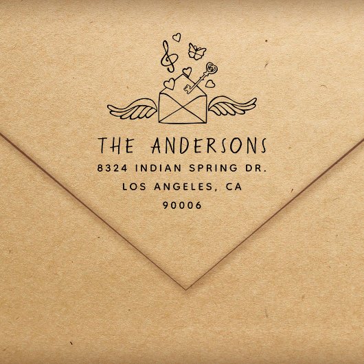 Modern Custom Name Family Return Address ラバースタンプ