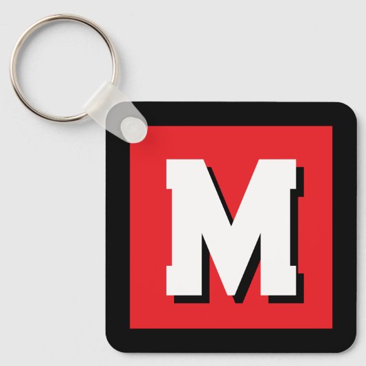 Modern custom name initial monogram metal キーホルダー (正面)