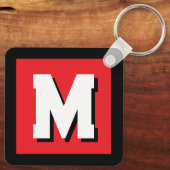 Modern custom name initial monogram metal キーホルダー (裏面)