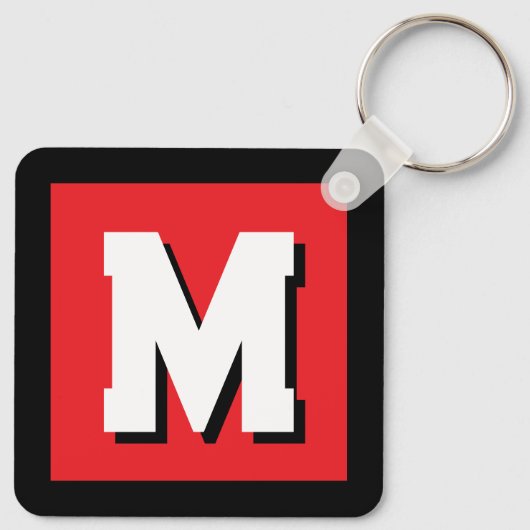 Modern custom name initial monogram metal キーホルダー (裏面)