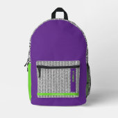 Modern Custom Name Purple Green | Personalized  プリントバックパック (正面)