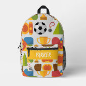 Modern Custom Name Soccer Football Pattern プリントバックパック (正面)