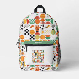 Modern Custom Name Soccer Football Pattern Printed プリントバックパック