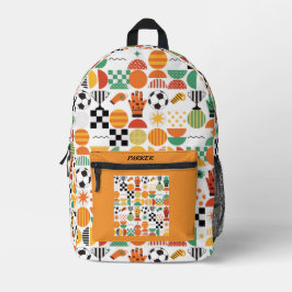 Modern Custom Name Soccer Football Pattern Printed プリントバックパック
