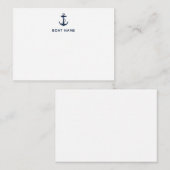 Modern Custom Nautical Navy Blue Anchor ノートカード (正面/裏面)