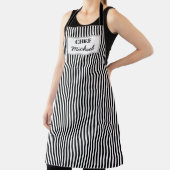 Modern Custom Personalized Chef Black Striped エプロン (インサイチュ)